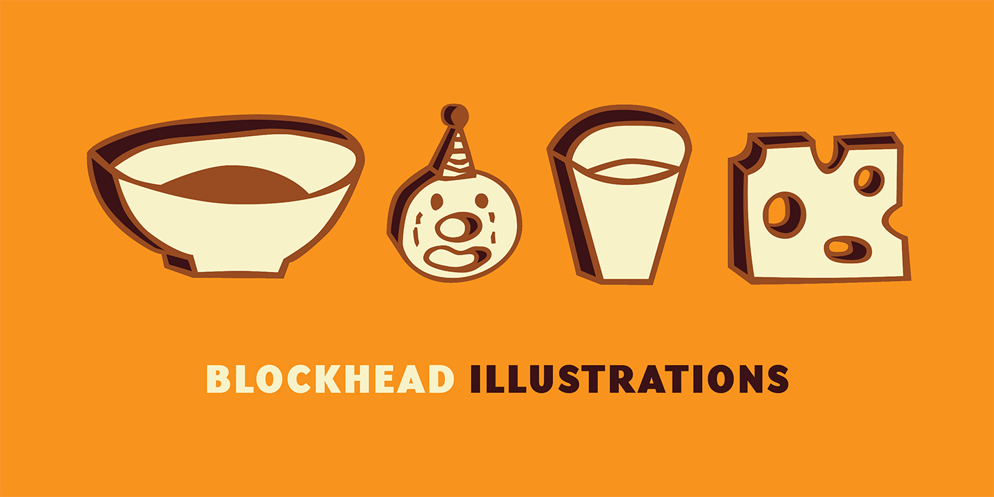 Blockhead Illustrations Font Sample 0