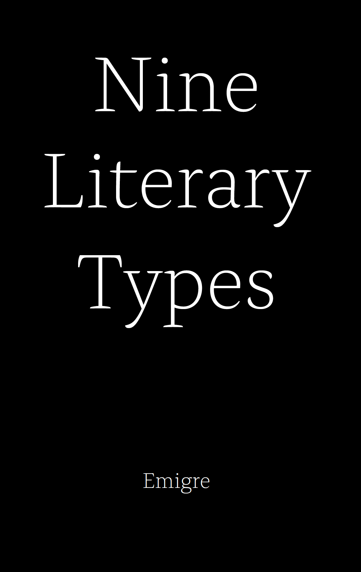 Nine Literary Types Font Specimen Catalog